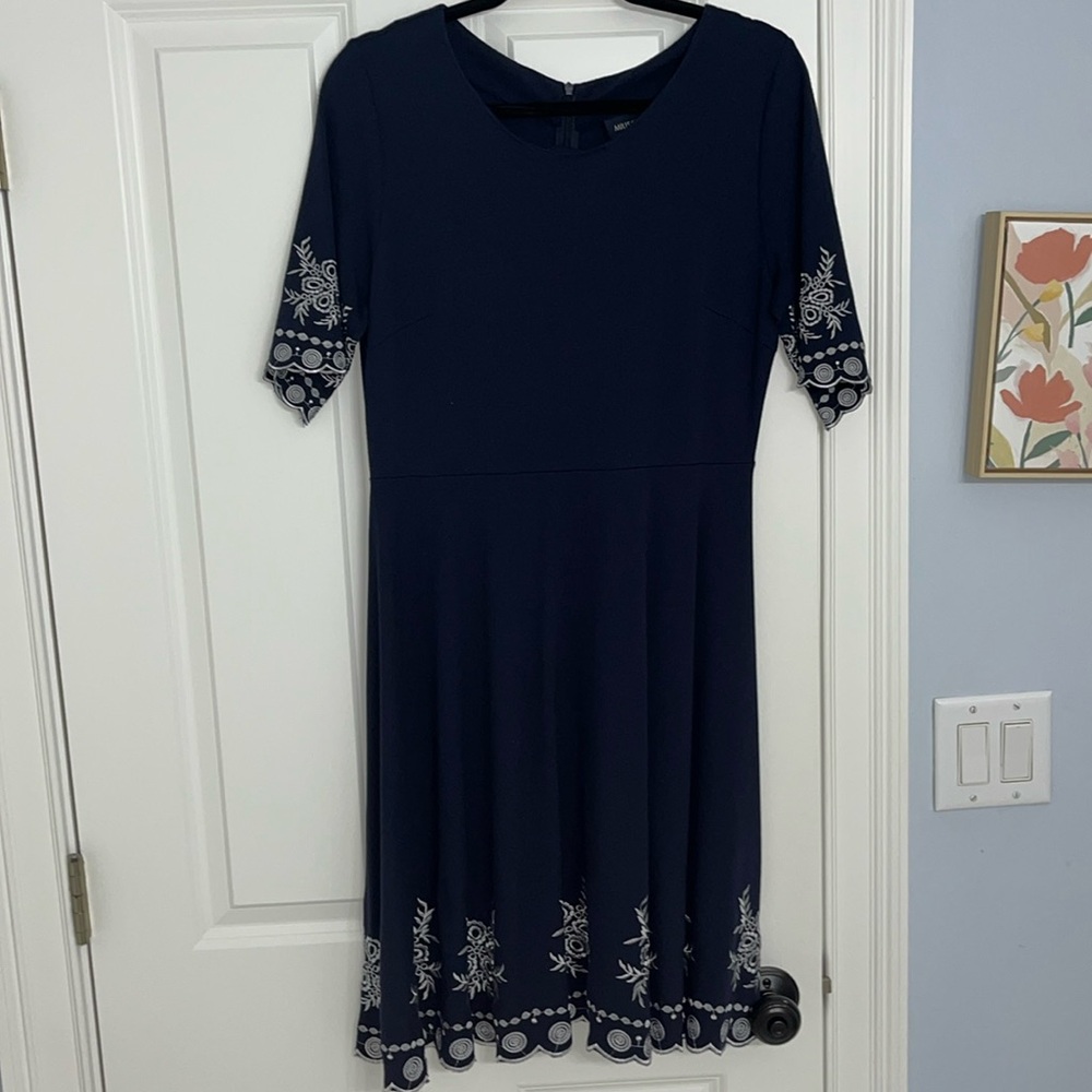 beautiful navy and white dress